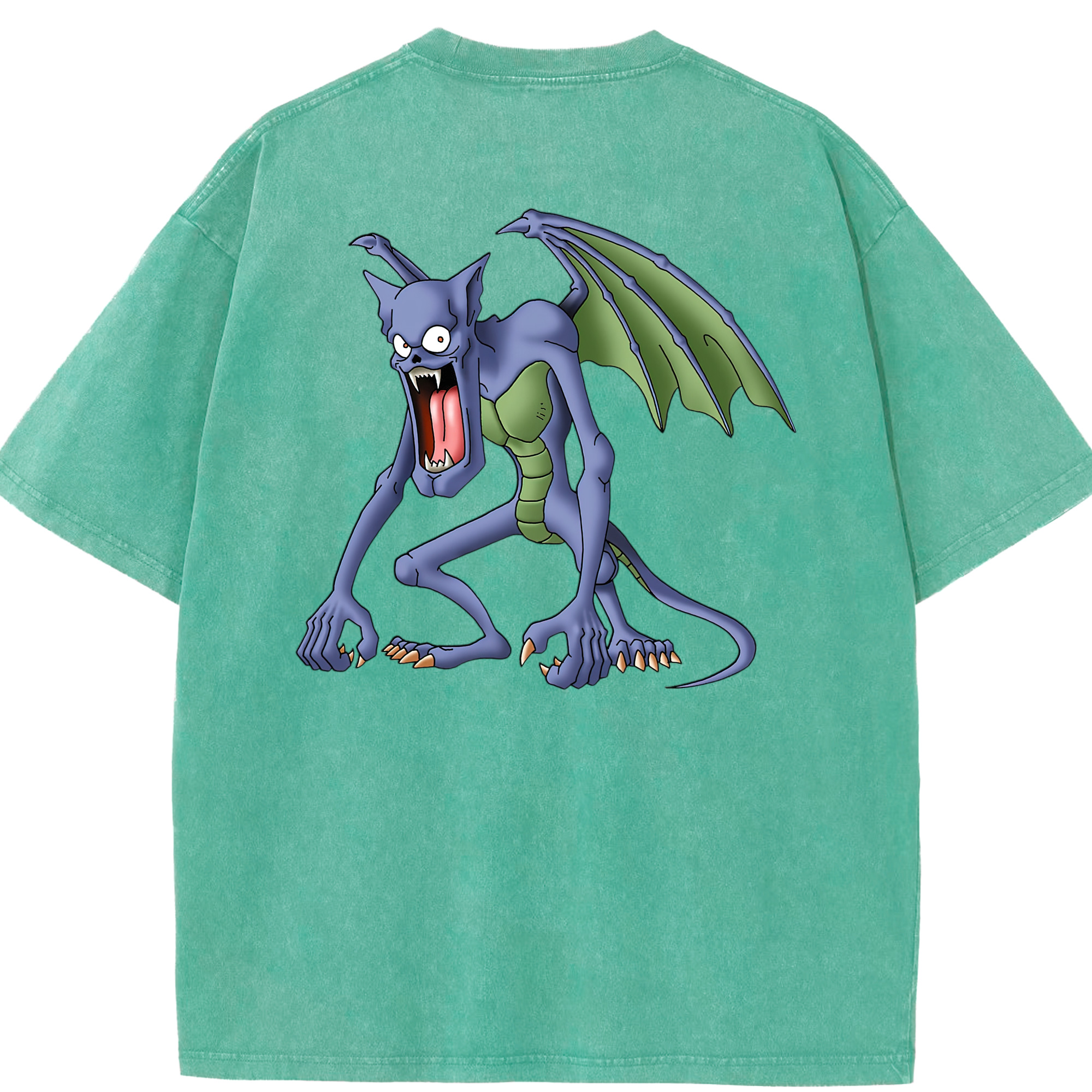 （画像用） ドラゴンクエスト Doragon Kuesuto Dragon Quest 綿100% ヴィンテージ風 半袖Tシャツ（背面プリント）